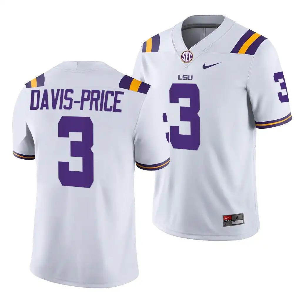 Men's LSU Tigers Tyrion Davis-Price #3 2021-22 White Game NCAA Football Jersey